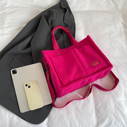 Image of Cherry Tote Bag for Women Canvas Patched Purse Cute Shoulder Bag Multi-Pocket Satchel Handbag for work travel