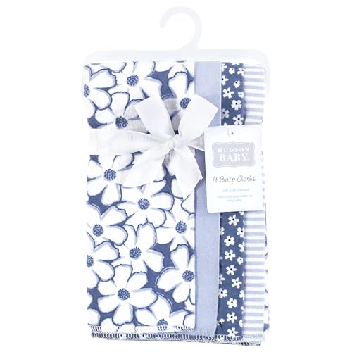 Image of Hudson Baby Unisex Baby Cotton Flannel Burp Cloths 4-Pack, Blue Cosmos, One Size