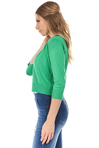 Image of Cielo Women's Soft Solid Open Front 3 /4 Sleeve Sweater Cardigan