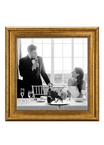 CABBEL Marco de fotos 30x30 cm oro – Marco vintage barroco con estilo antiguo para pósters, fotos y certificados – Con acrílico irrompible – Decorativo y elegante – Perfecto para salón