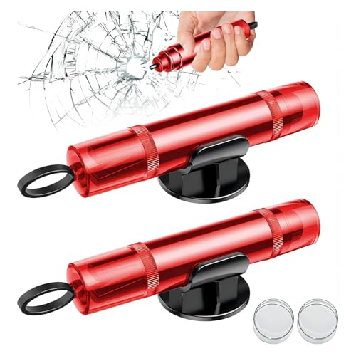 Auto 2-in-1 Gurtschneider & Nothammer | Professioneller Fensterbrecher mit Testglas | Notfallhammer mit Gurtcutter für PKW & Busse | Sicherheitswerkzeug Set