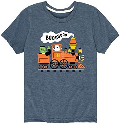Instant Message - Halloween Train - Toddler Short Sleeve T-Shirt - Size 5T Heather Blue