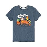 Instant Message - Halloween Train - Toddler Short Sleeve T-Shirt - Size 5T Heather Blue