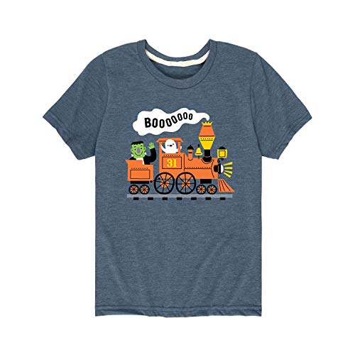 Instant Message - Halloween Train - Toddler Short Sleeve T-Shirt - Size 5T Heather Blue #TOP1