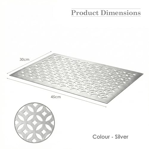 Image of Heart Home Leather Rectangular Table Mats Set of 6 | Washable Placemat /Dining Table Mat for Party, Wedding and Family Functions | Silver