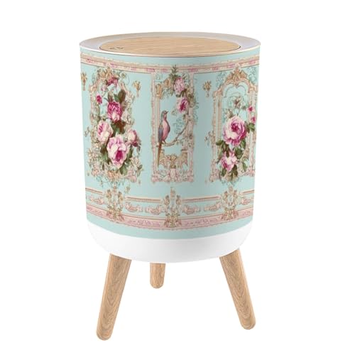 Caneca de basura redonda con tapa y patas, 7L
