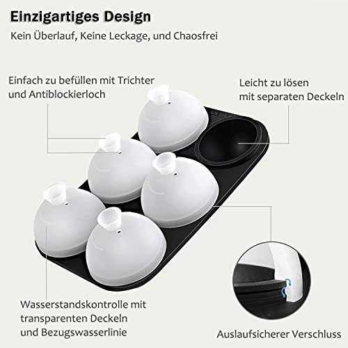  HONYAO Eiswürfelform Kugel Silikon mit Deckel - BPA Frei, Faltungssicher, Auslaufsicher für Kleinkinder bei Eisbacken
|