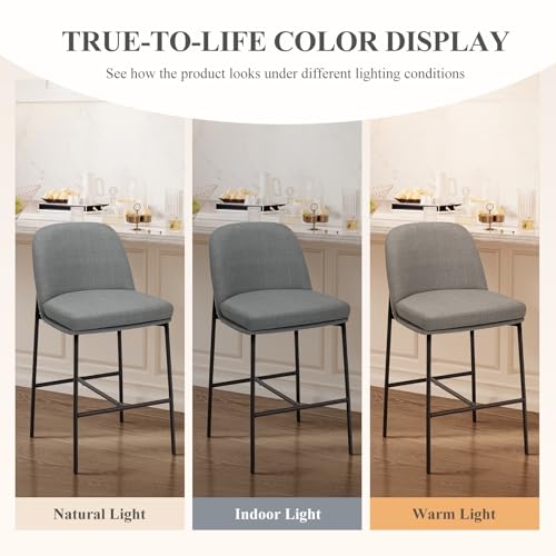 Image of COLAMY Counter Height Bar Stools Set of 6, 25 Inch Modern Fabric Kitchen Island Stools with Back, Upholstered Counter Barstools Armless Bar Chairs with Metal Legs for Island Dining Room Bar,Dark Grey