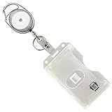 Specialist ID Carabiner Badge Reel with Vertical Multi Card Badge Holder and Key Ring - Max Weight 2 ID Cards & 1 Key (Clear)