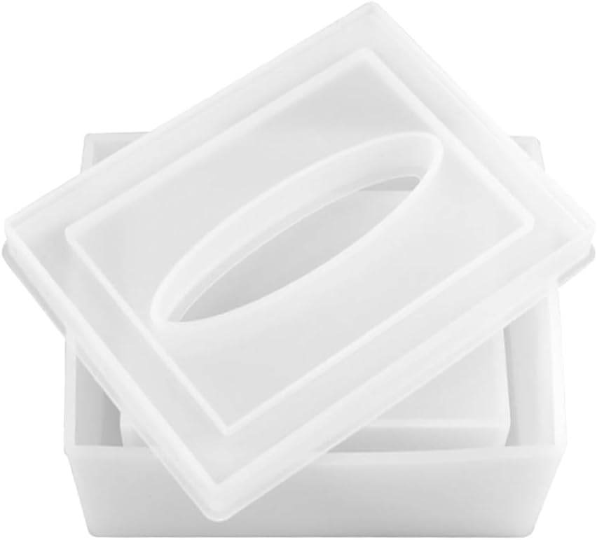 NUOBESTY Tissue Box Mold Silicone Mold for Resin Craft DIY Creative Tissue Storage Box with Lid 5.19X3.93X2.36 Inches Easy to Use Handmade Home Decor