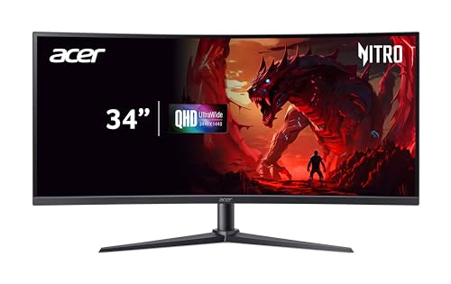 Acer Nitro XZ340CUR W0 Gaming Monitor 34 Zoll (86 cm Bildschirm) UWQHD, LED, 240Hz, 1ms(VRB), 2xHDMI 2.1, DP 1.4, FreeSync Premium, HDR, Curved, höhenverstellbar