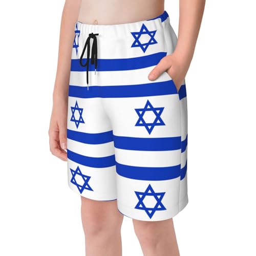 Israeli Flag Youth Beach Pants, Soft and Breathable, with Drawstring Waist, Suitable for Sports and Leisure.4
