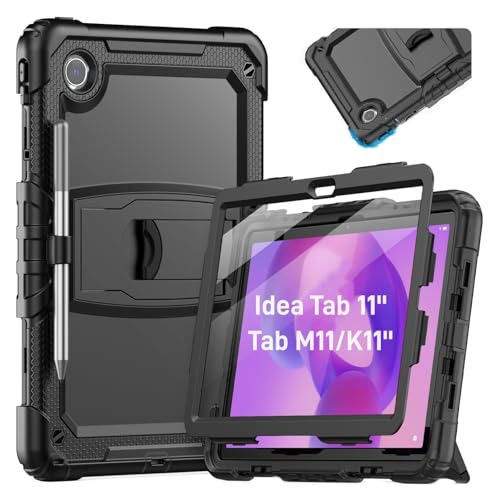 HXCASEAC for Lenovo Idea Tab 11 Case Tab M11 / K11 Case (TB336FU/TB330FU) Shockproof Design | Screen Protector | Built-in Stand | Pen Holder Lenovo Idea Tab 11 / M11 Tablet Cover Kids - Black