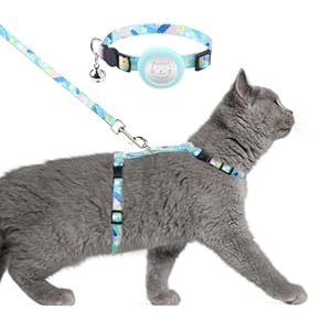 KOOLTAIL Cat Harness and Leash Set Escape Proof with Cat Airtag Holder Collars (3 in 1), Comfortable Lightweight Adjustable Kitten Harness for Small Medium Large Cats Safe Walking & Travel, Green
