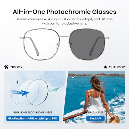 Image of Cyxus Photochromic Blue Light Glasses for Men Women Computer Glasses UV Protection Glasses 8261