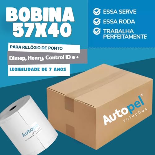 30 Rolos Bobina Térmica Autopel 57x40 40m P Relógio De Ponto