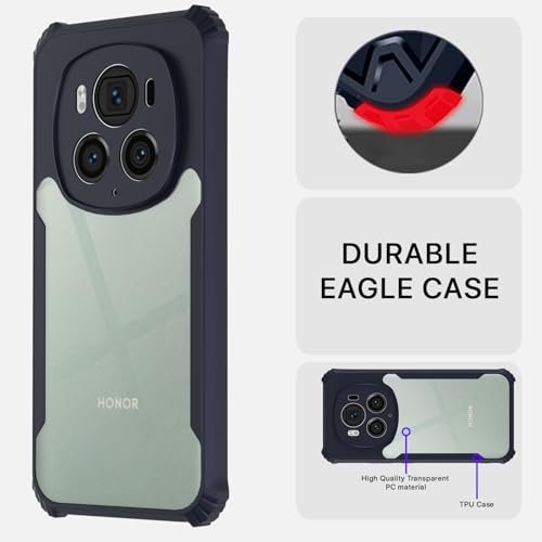 Image of Pikkme Crystal Clear Transparent Back Cover | Ultra Hyrbid | Full Camera Protection | Raised Edge | Bumper Case for Honor Magic 6 Pro 5G (Blue)