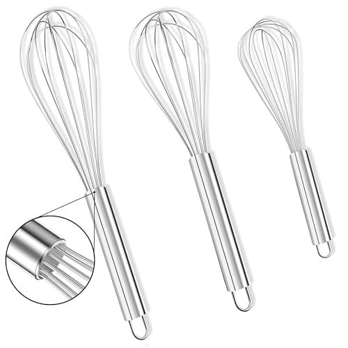 STL Whisk, Stainless Steel Balloon Whisk Set, Durable, Rust-Resistant Kitchen Whisks,Heavy Duty Hand Whisk Egg Beater & Hand Mixer for Baking,Cooking, Whisking,Beating,Frothing & Stirring (Pack of 3)