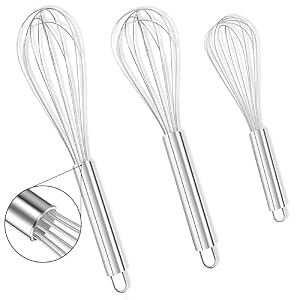 STL Whisk, Stainless Steel Balloon Whisk Set, Durable, Rust-Resistant Kitchen Whisks,Heavy Duty Hand Whisk Egg Beater & Hand Mixer for Baking,Cooking, Whisking,Beating,Frothing & Stirring (Pack of 3)