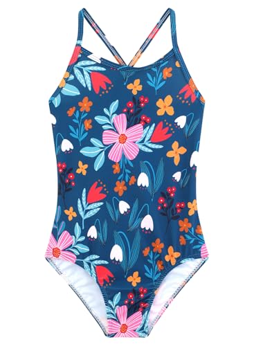Image of Girls One Piece Swimsuits Summer UPF 50+ Quick Dry Beach Bathing Suit Cross Shoulder Strap Swimwear 2-10 Years