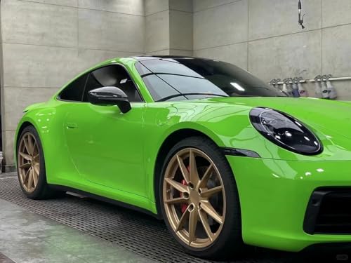Image of LZLRUN High Gloss Vinyl Realistic Paint Wrap Roll Car Sticker Film Decal Bubble Free Come with Installation Tool Set (Green, 1.5ft x 5ft)