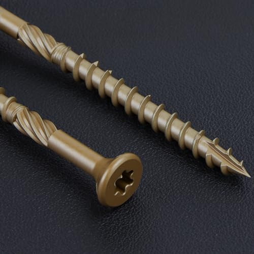Image of #10 x 4 Heavy-Duty Deck Screws - Bronze Long Outdoor Wood Screws, Torx Drive with T25 Bit, Rust Resistant for Wood Decking and Fence (2lb,103Pcs)
