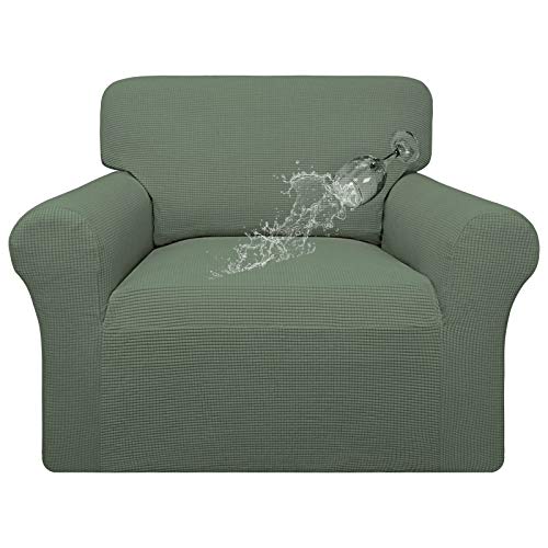 Image of Easy-Going 100% Waterproof Oversized Chair Couch Cover, Stretch Sofa Cover | Dual Waterproof Sofa Slipcover, Leakproof Furniture Protector Against Stain Spill from Kids, Pets, Dog, Grayish Green