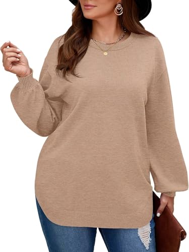 Image of BELAROI Women Plus Size Sweaters Long Sleeve Fall Pullover Sweater Tops