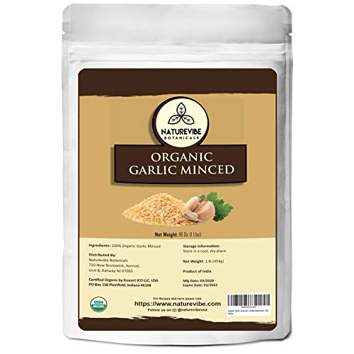 Naturevibe Botanicals Organic Garlic Minced, 1lb | Granulated Garlic Organic | Non-GMO and Gluten Free (16 ounces) [Packaging may vary]