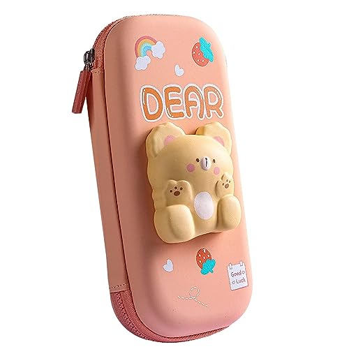 Image of DEOXY Dear Small Cartoon Theme Pencil Case,3D Pouch,Multipurpose Zipper for Kids,Pen and Pencil Bag for School Kids (3D Bear)