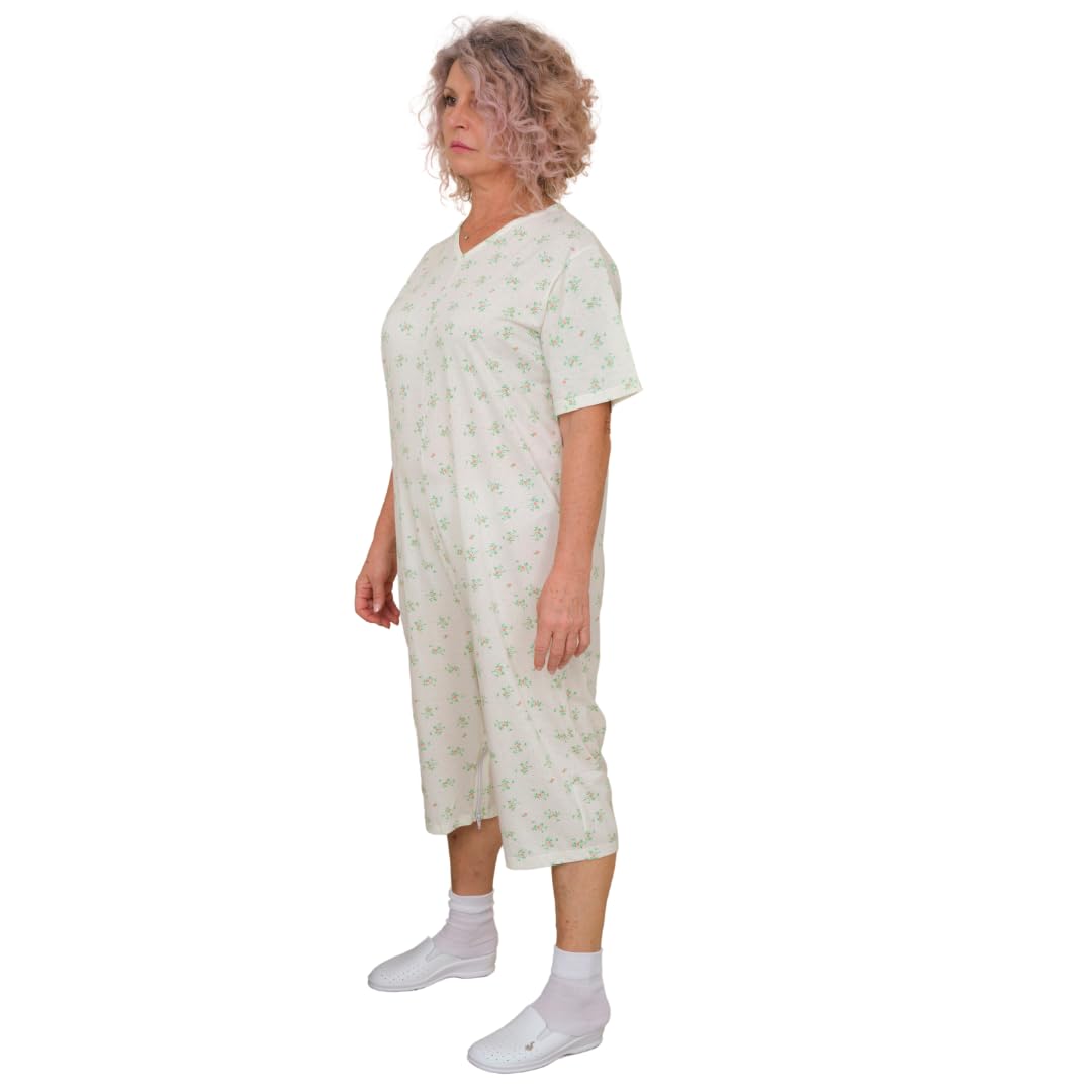 FERRUCCI COMFORT Pigiama Sanitario Estivo Maniche Corte Pantaloni Corti - 9012/6 - Cerniera sul Dorso e Interno Gambe, per Anziani, Alzheimer, Incontinenza