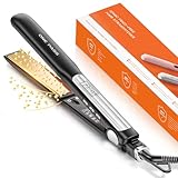 Faszin Haarglätter mit Platten aus glattem Titan, Glätteisen mit negativen Ionen, 20S schnelles Aufheizen, LCD-Display, Universalspannung, 2-in-1-Glätteisen, Lockenstab（Noir）