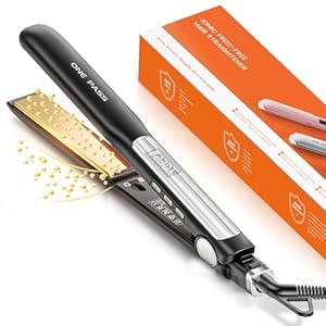 Faszin Haarglätter mit Platten aus glattem Titan, Glätteisen mit negativen Ionen, 20S schnelles Aufheizen, LCD-Display, Universalspannung, 2-in-1-Glätteisen, Lockenstab（Noir）