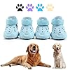 DOGOYS Dog Shoes, Dog Sandals for Hot Pavement, Non-Slip Waterproof Dog Booties for Winter Snowy Day and Summer, Adjustable Straps Easy-Clean Beach Outdoor Pet Boots Rugged Sole-4Pcs Blue