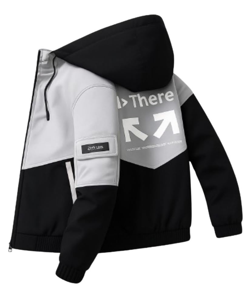 Mens Casual Hooded Windbreaker Jacket Lightweight Bomber Style Coat with Utility Pocket Stylish Outerwear for Daily, Travel & Sports Use