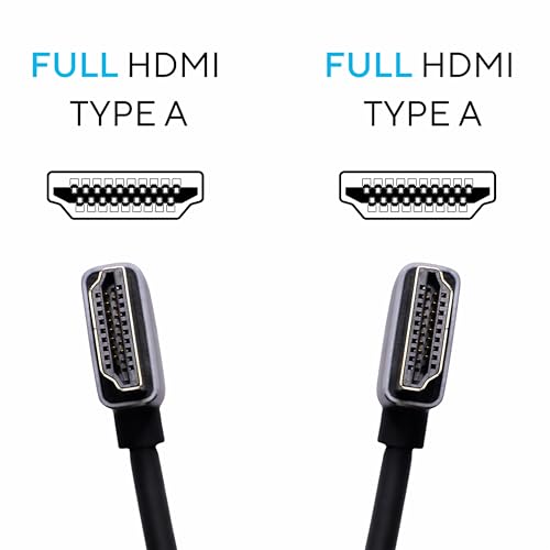 Image of KONDOR BLUE | Right Angle Full HDMI 2.0 Coiled Cable 12 inch-24 inch Braided | Type A Male to Male, 3D, 4K 60Hz, 18Gbps, HDR | for On-Camera Monitors & Recorders + More | Black