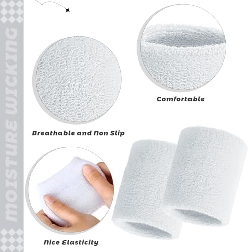 Image of Bememo 24 Pcs Wrist Sweatbands Bulk Sports Wrist Bands for Men Women Breathable Athletic Tennis Wristbands Stretchy Absorbent Cotton Terry for Basketball, Baseball, Gym, Working Out