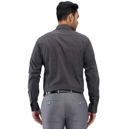 Image of Raymond Men Slim Fit Solid Pattern Pure Cotton Semi Cutaway Collar Full Sleeve Formal Shirt