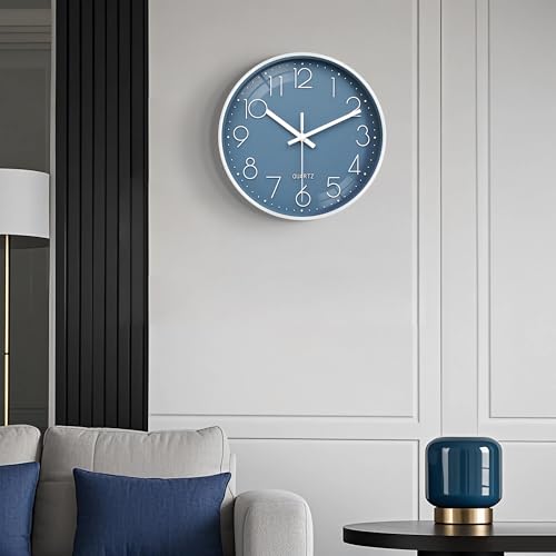 10inch Blue Silent Wall Clock Modern Quartz Battery Operated Kitchen Decor by WISKALON - Used condition - Image 7