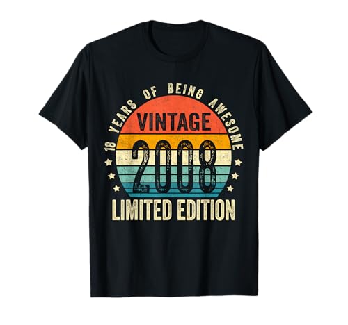 Vintage 2008 Funny 18 Years Old Boys and Girls 18th Birthday T-Shirt