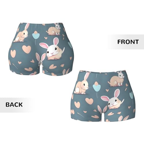 Cartoon Cute Bunny Pattern Sports Shorts, high Elastic Slim Fitness Pants, Suitable for Yoga/Leisure/Daily wear3