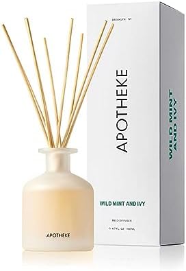 Apotheke Luxury Scented Oil Reed Diffuser for Home (Wild Mint & Ivy) – Home Fragrance Diffuser Set with Sticks