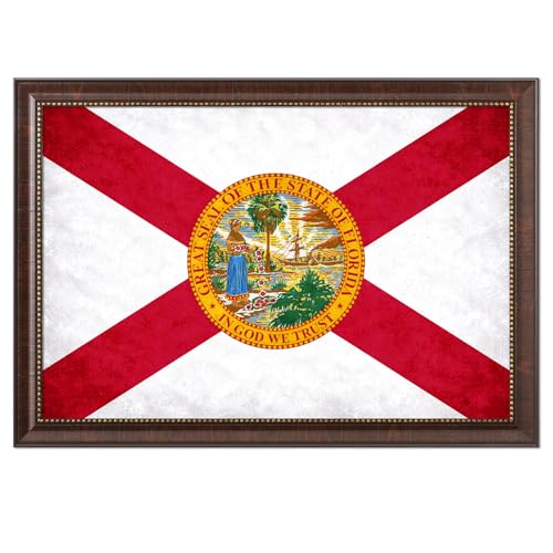 DECORARTS Florida Flag Wall Art, Rustic Framed Print, 27x19''