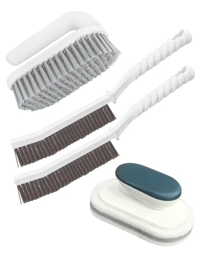 Angootao Upgraded 4Pcs Bathroom Cleaning Scrub Brush Set for Household Use