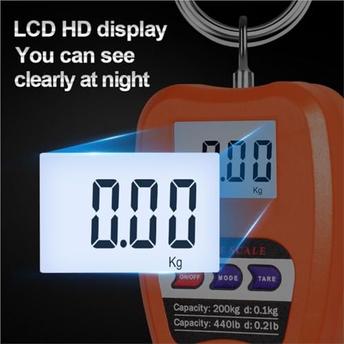 3pcs 200KG High Precision Digital Hook Scale with LCD Display, Portable Electronic Weight Scale for Fishing, Luggage, and Home Use - Kg/Lb/N Options