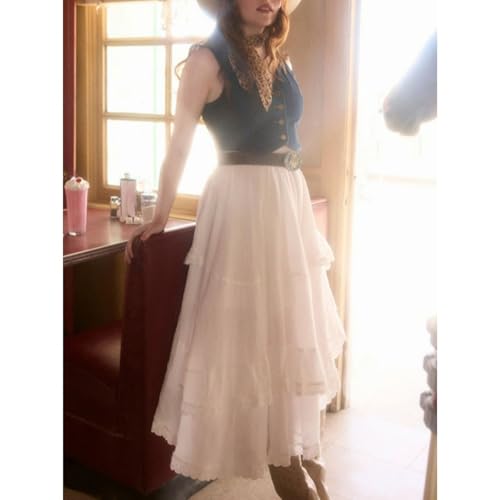 Irregular Skirt Lace Trim Asymmetrical Ruffle Patchwork Elastic Waist Summer Casual Streetwear Skirt4