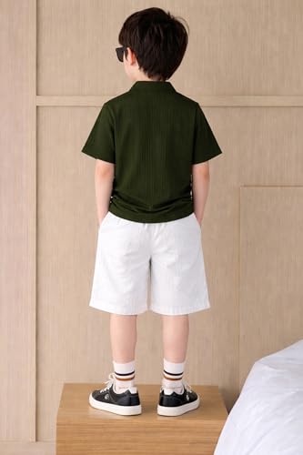Image of Fashion Dream Boys Cotton Blend Solid Co-ord Set|Boys Co-ord Set|Boy's Clothing Set|Boy's 2 Piece Set|Clothing Set|Boys T-Shirt and Short Set|Co-ords