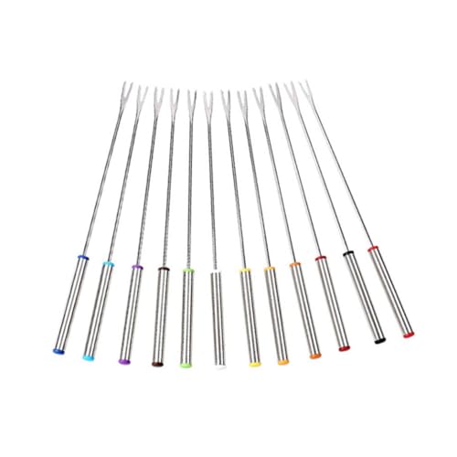 Alipis 6 pezzi Forchette Fonduta Acciaio con Resistente al Calore per Cioccolato Formaggio Marshmallow e Frutta per Feste e Barbecue Colore Casuale Colore Casuale