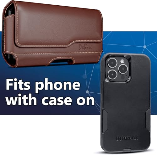 Image of DeBin Case for Galaxy A15 A16 A17 A25 A35 A55 A54 A53 A52 A20 Note 20 10+ S25 FE S24 FE S23 FE, Cell Phone Belt Holder Holster Clip Pouch Cover (Fits Samsung Phone with Otterbox Case) Brown