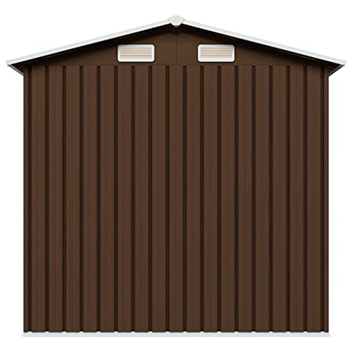 VIENDADPOW Garten Balkon Geräteschuppen Braun 204x132x186 cm Stahl – Bild 8
